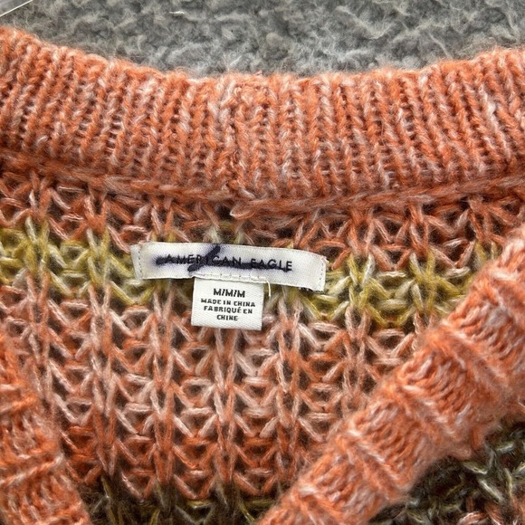 American Eagle Sweater‎ Womens Medium Multicolor Striped Chunky Knit Oversized - Picture 4 of 11